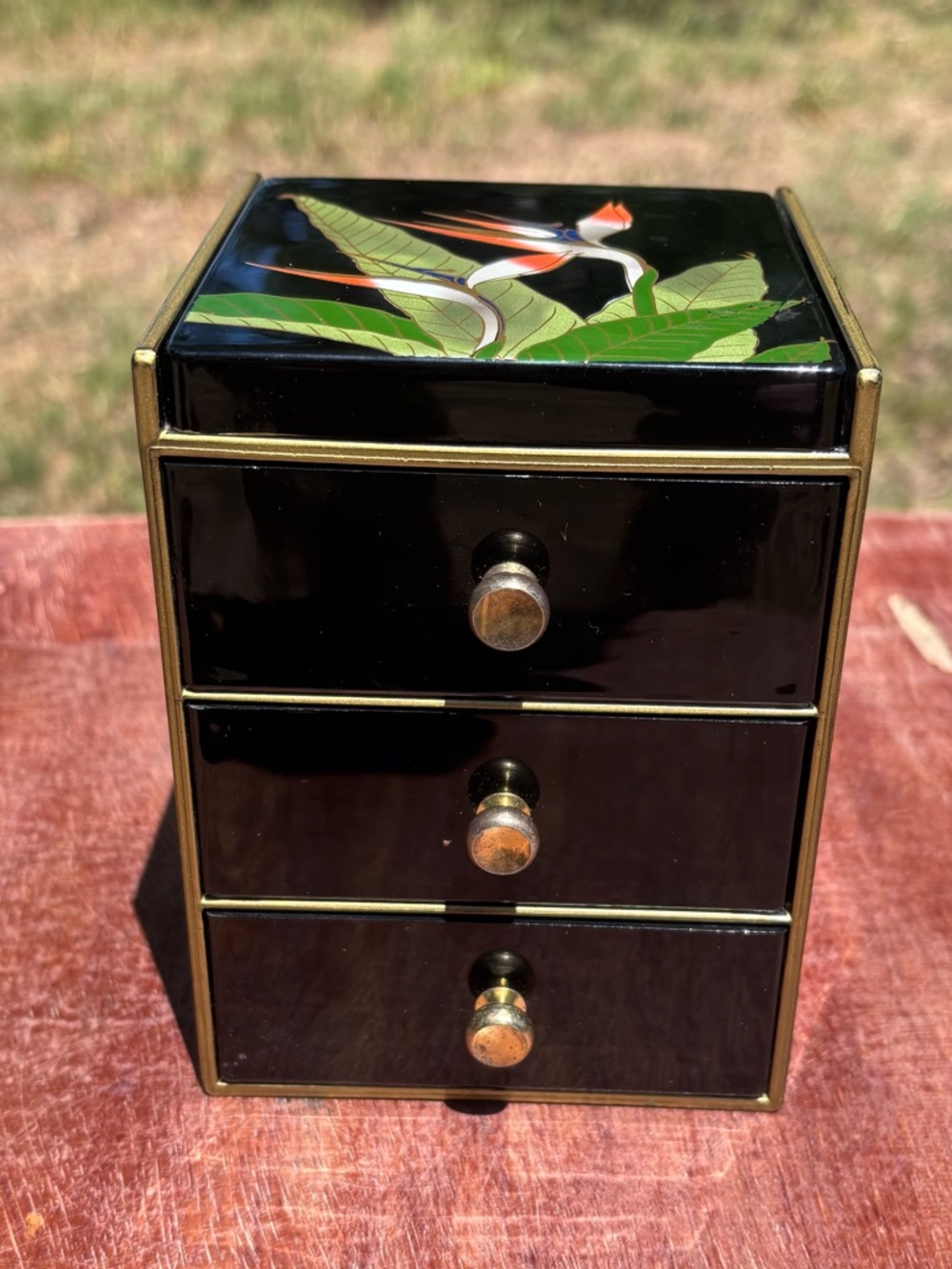 Vintage Otagiri Lacquerware Bird of Paradise JewelryBox!